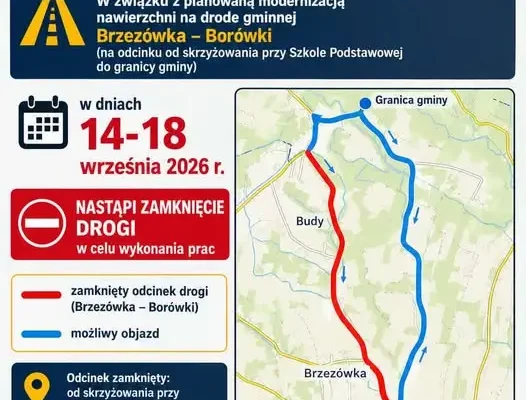 Utrudnienia na drodze Brzezówka – Borówki. Gmina Hyżne informuje o zamknięciu odcinka