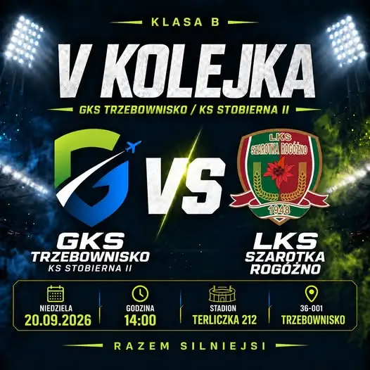 V kolejka Klasy B: rezerwy GKS Trzebownisko zagrają u siebie z Szarotką Rogóżno