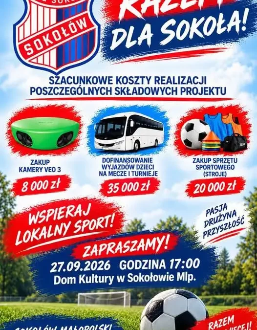 Akademia TG Sokół Sokołów Małopolski apeluje do mieszkańców o wsparcie