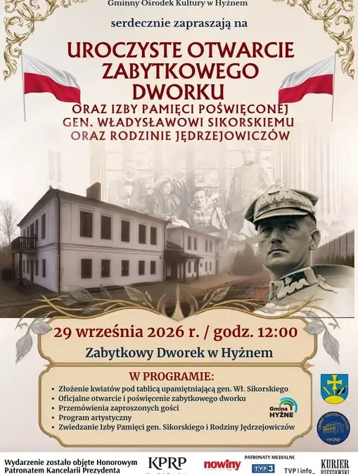 Hyżne: oficjalne otwarcie zabytkowego dworku i Izby Pamięci już 29 września