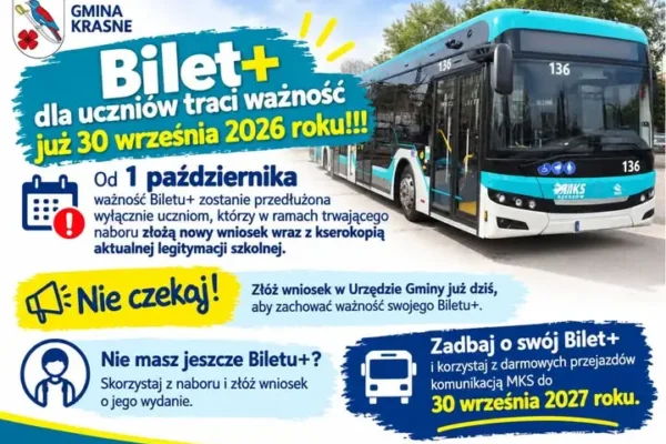 Bilet+ dla uczniów: ważny termin 30 września 2026 – złóż nowy wniosek