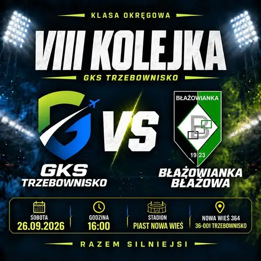 GKS Trzebownisko zagra u siebie z Błażowianką Błażowa w VIII kolejce