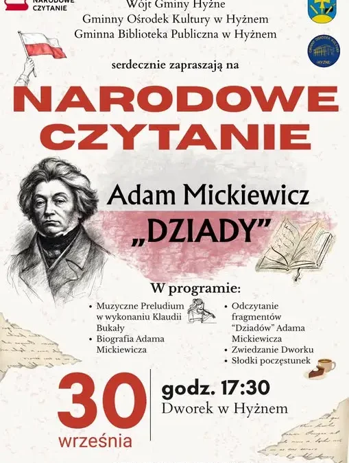 Narodowe Czytanie 2026 w Hyżnem – wspólna lektura „Dziadów”