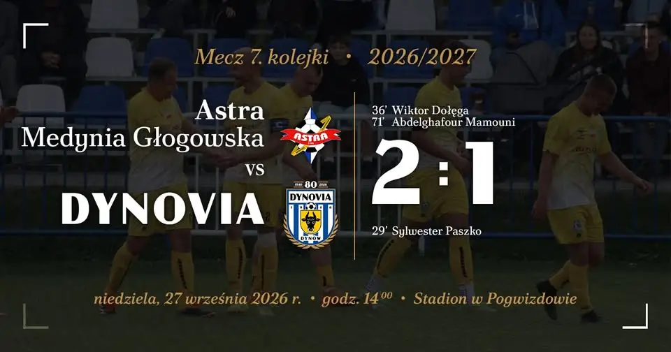 Dynovia Dynow przegrywa z Astrą Medynia Głogowska 1:2. Przed nimi starcie z Crasnovią