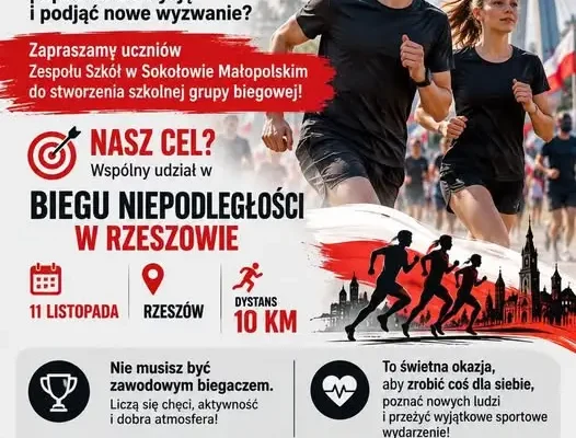 Szkoła w Sokołowie zachęca uczniów do udziału w Biegu Niepodległości w Rzeszowie