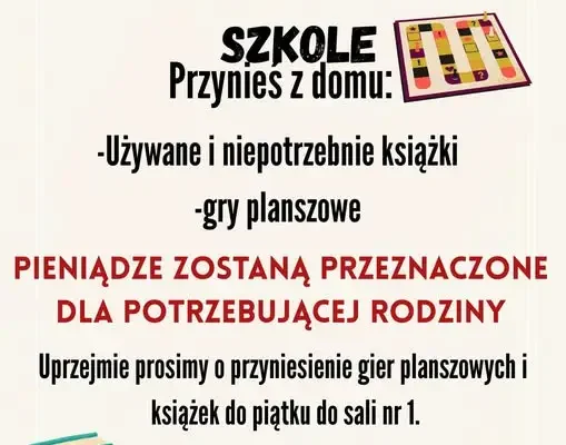 Kiermasz charytatywny w Szkole Podstawowej w Krasnem – pomóż potrzebującej rodzinie