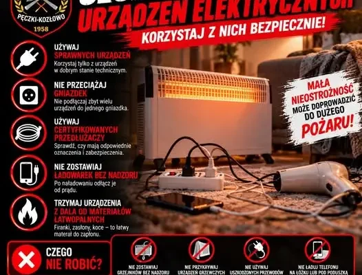 Jesień z większą liczbą urządzeń elektrycznych – OSP Pęczki-Kozłowo apeluje o bezpieczeństwo