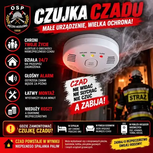 Czad nie wybacza błędów — zamontuj czujkę tlenku węgla przed sezonem grzewczym