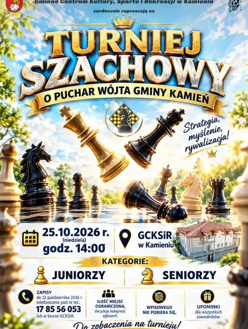 Turniej Szachowy o Puchar Wójta Gminy Kamień – 25 października 2026