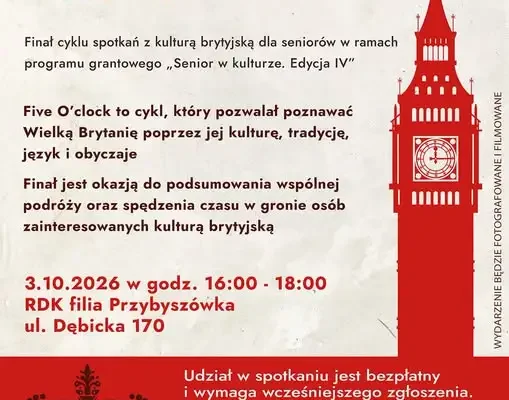 Five o’clock w Przybyszówce – finał cyklu o kulturze brytyjskiej dla seniorów