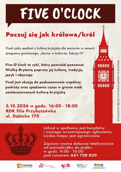 Five o’clock w Przybyszówce – finał cyklu o kulturze brytyjskiej dla seniorów