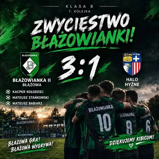 Błażowianka II Błażowa wygrywa 3:1 z Halo Hyżne
