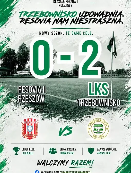 LKS Trzebownisko wywozi trzy punkty z Rzeszowa. Resovia II pokonana 2:0