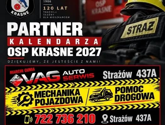 VAG Auto Serwis Marcin Gunia partnerem kalendarza OSP Krasne 2027