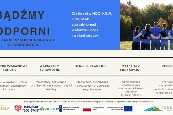 Bezpłatne szkolenia „BĄDŹMY ODPORNI” dla NGO, OSP, KGW i wolontariuszy