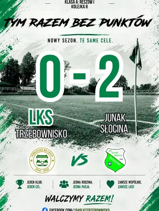 LKS Trzebownisko przegrywa z Junakiem Słocina 0:2 w 8. kolejce