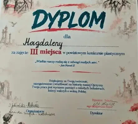 Uczennica z Horyńca-Zdroju na podium powiatowego konkursu o młodych bohaterach
