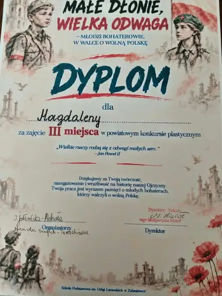 Uczennica z Horyńca-Zdroju na podium powiatowego konkursu o młodych bohaterach