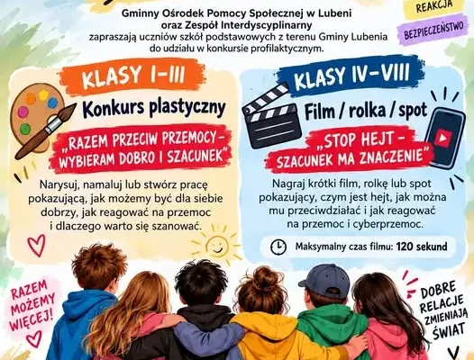 Konkurs profilaktyczny dla uczniów z Gminy Lubenia – przemoc, hejt i szacunek