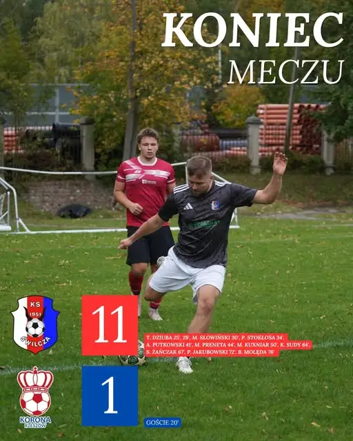 Świlczanka Świlcza rozgromiła Koronę II Rzeszów 11:1 w B-klasie