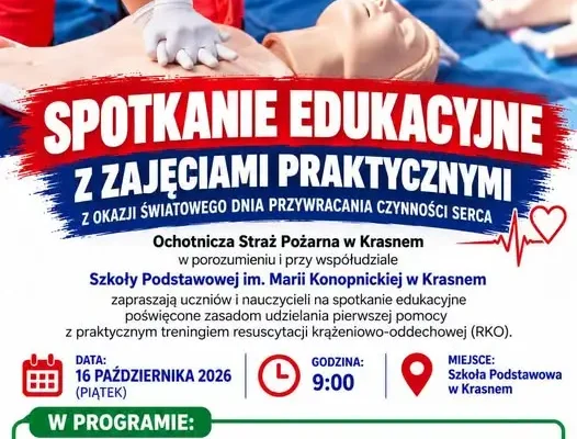 Światowy Dzień Przywracania Czynności Serca w szkole w Krasnem – uczniowie uczą się pierwszej pomocy
