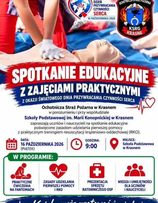 Światowy Dzień Przywracania Czynności Serca w szkole w Krasnem – uczniowie uczą się pierwszej pomocy