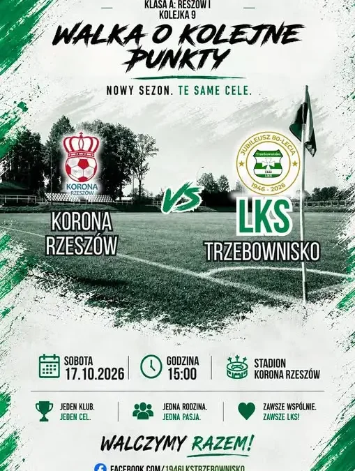 LKS Trzebownisko jedzie do Rzeszowa po punkty w 9. kolejce klasy A
