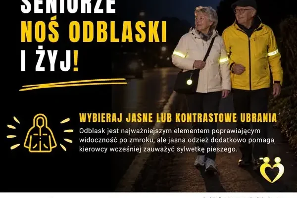 Seniorze, bądź widoczny po zmroku – odblask i jasny strój ratują życie