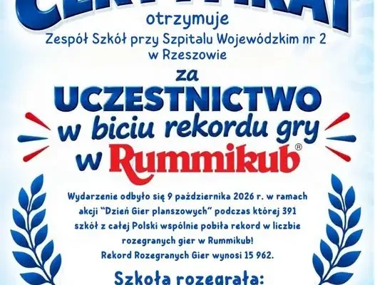 Szkoła przy szpitalu w Rzeszowie pobiła rekord w Rummikub!