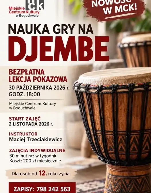 Boguchwała: bezpłatna lekcja pokazowa gry na djembe w MCK