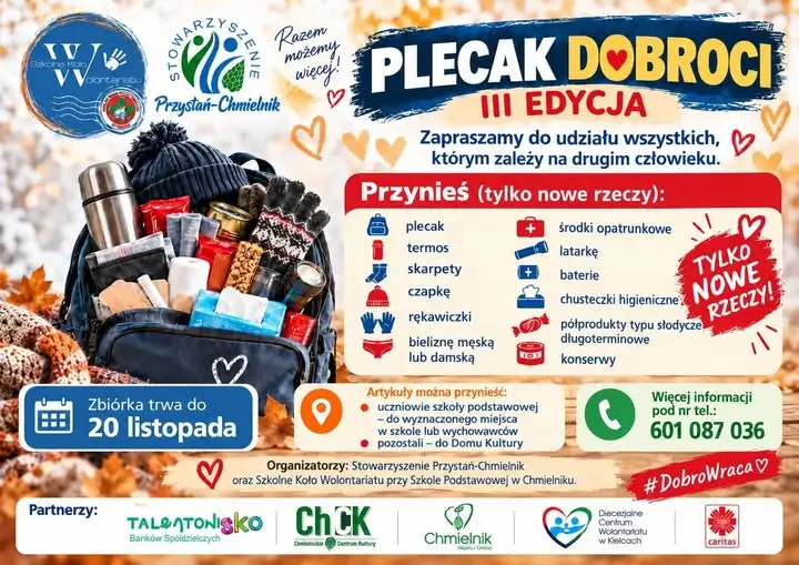 „Plecak Dobroci” po raz trzeci – chmielnicka szkoła zbiera dary dla potrzebujących