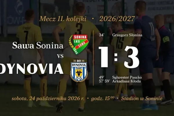 Dynovia Dynow wygrywa na wyjeździe z Sawa Sonina 3:1