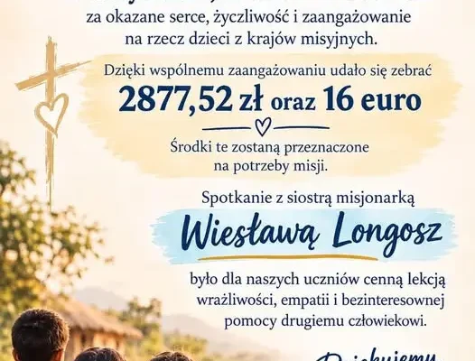 Kamień: uczniowie i rodzice zebrali blisko 3 tys. zł na misje