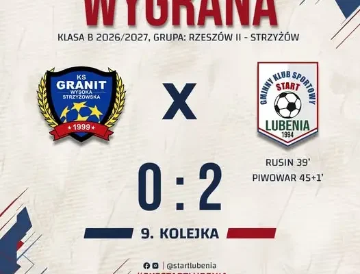 Start Lubenia kończy jesień z wygraną 2:0 nad Granitem Wysoka Strzyżowska