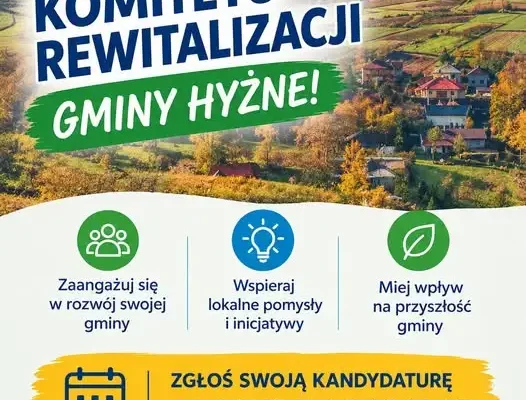 Gmina Hyżne szuka 8 osób do Komitetu Rewitalizacji – nabór do 6 listopada