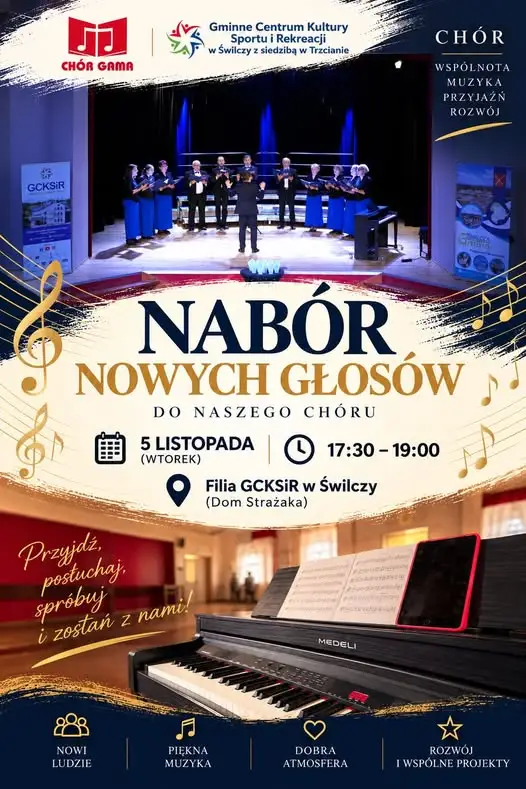 Chór Gama zaprasza na nabór nowych głosów. Spotkanie 5 listopada w Świlczy