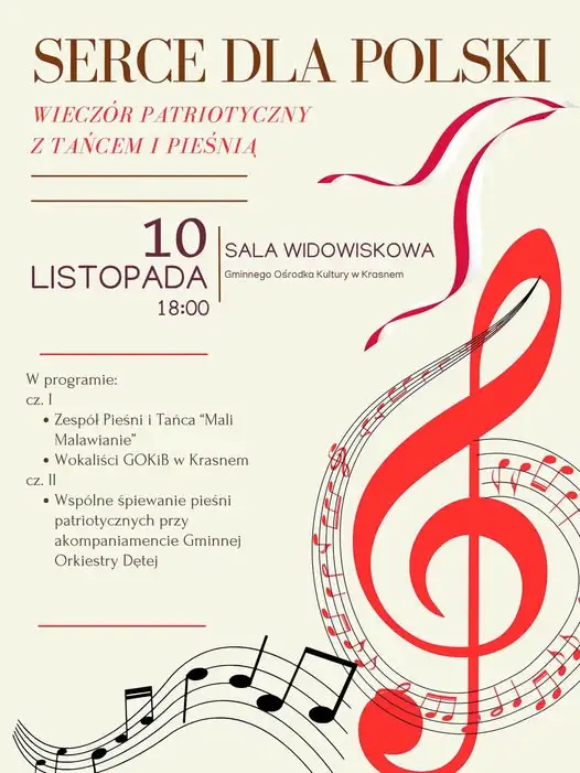 Krasne: wieczór patriotyczny „Serce dla Polski” już 10 listopada