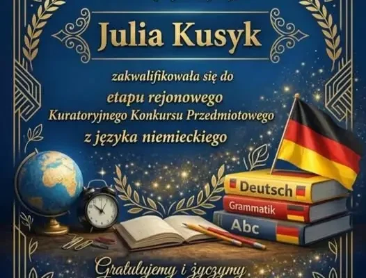Uczennica ze Świlczy w etapie rejonowym konkursu z języka niemieckiego