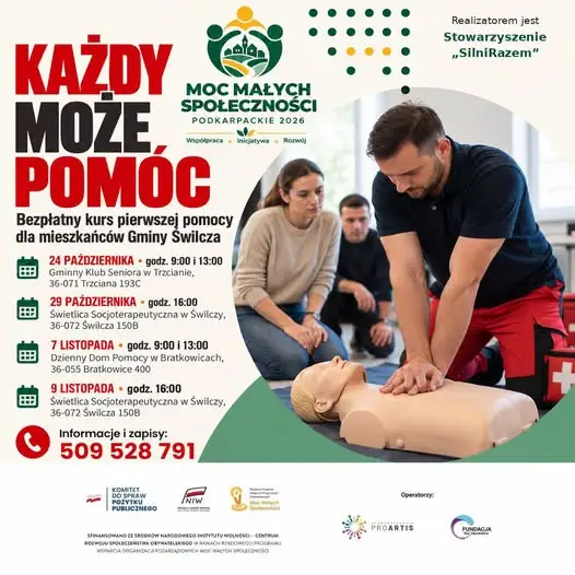 Bezpłatny kurs pierwszej pomocy dla mieszkańców Gminy Świlcza
