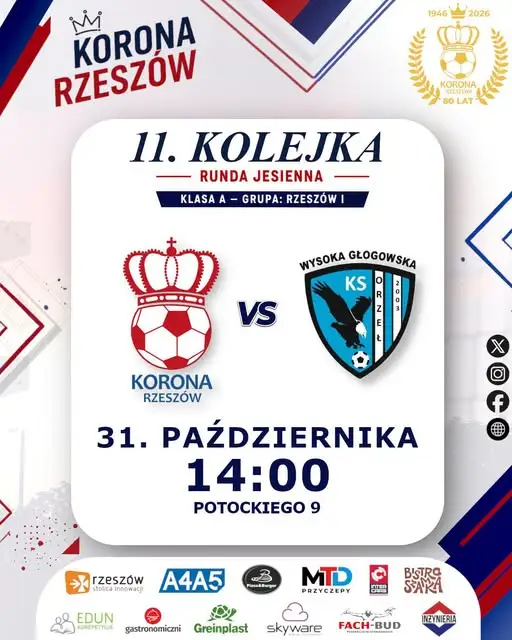 Korona Rzeszów podejmie Orła Wysoka Głogowska w 11. kolejce A Klasy